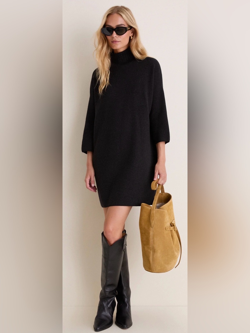 Pomander Place Black Mini Sweater Dress